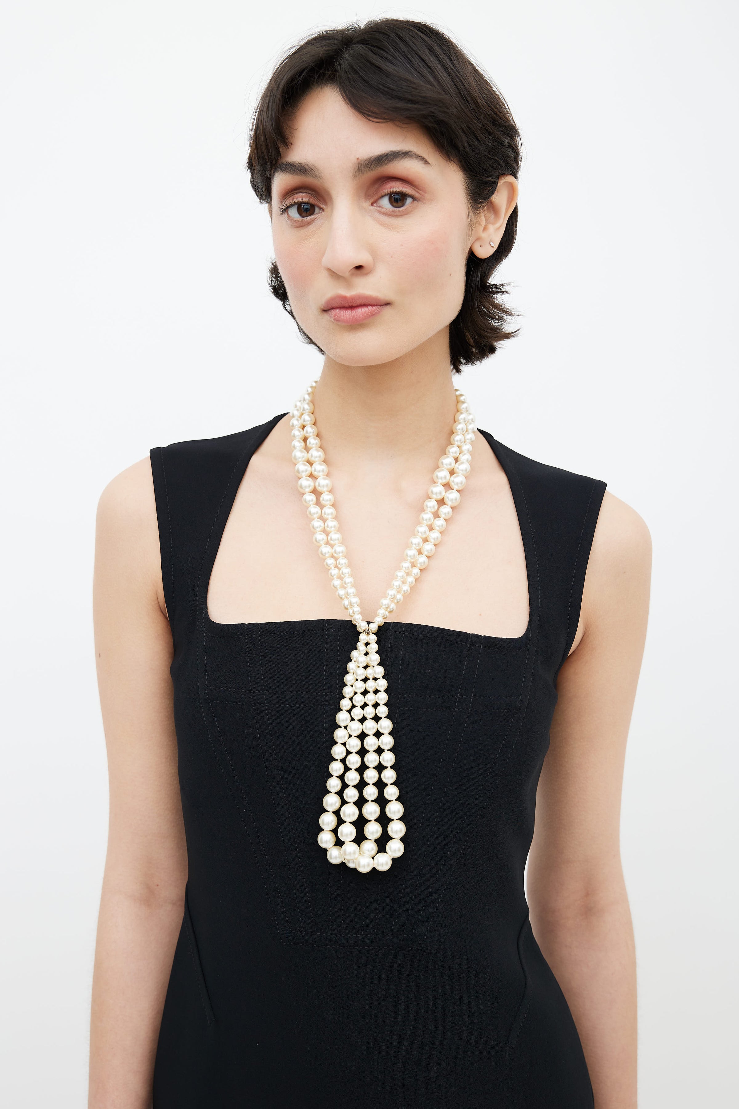 Vintage Karl Lagerfeld Chanel Designer Five Strand Pearl Necklace