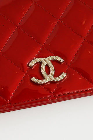 Chanel Red Patent Bi-Fold CC Yen Wallet