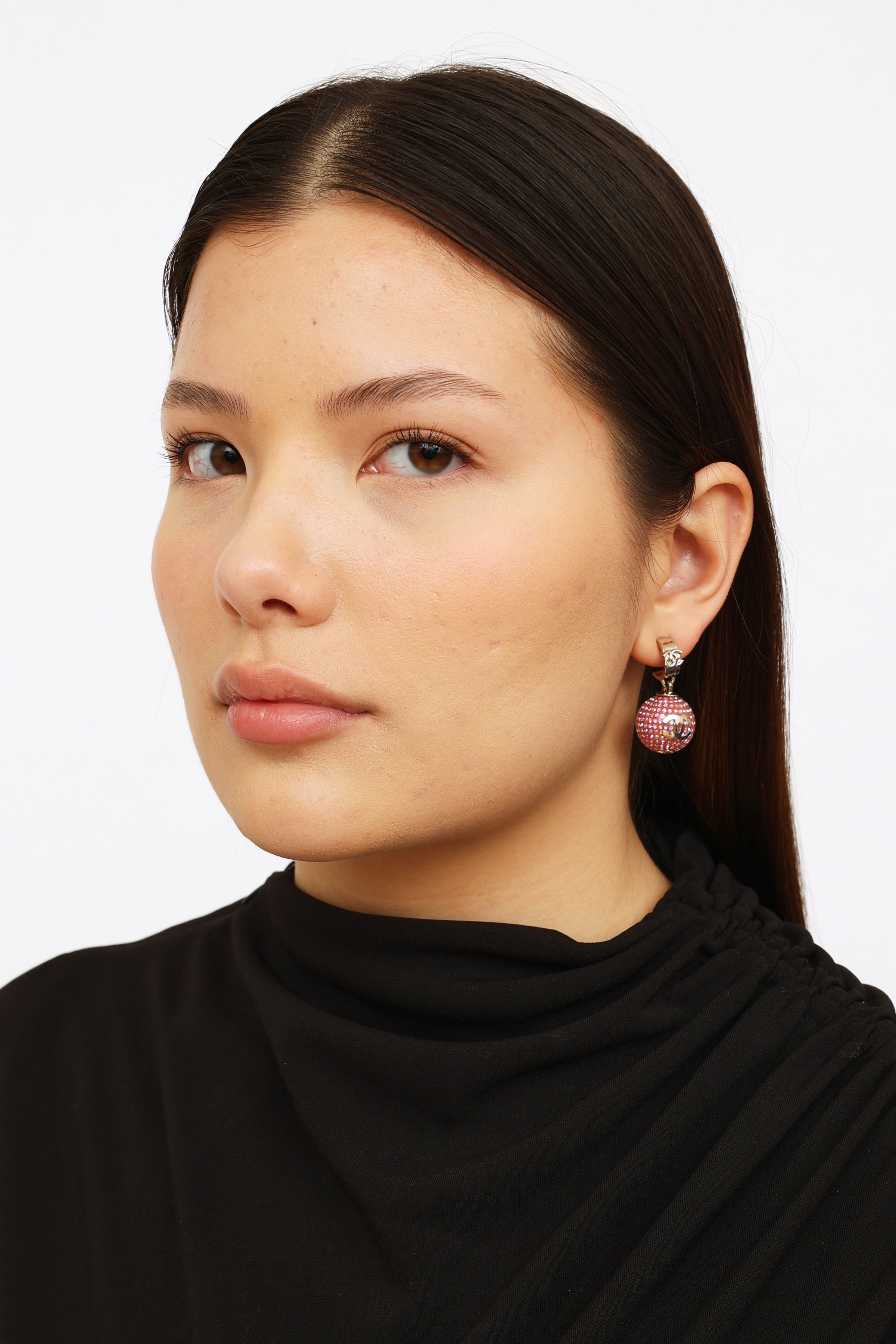 Chanel Pave Crystal CC Drop Dangle Pierced Earrings – LLBazar