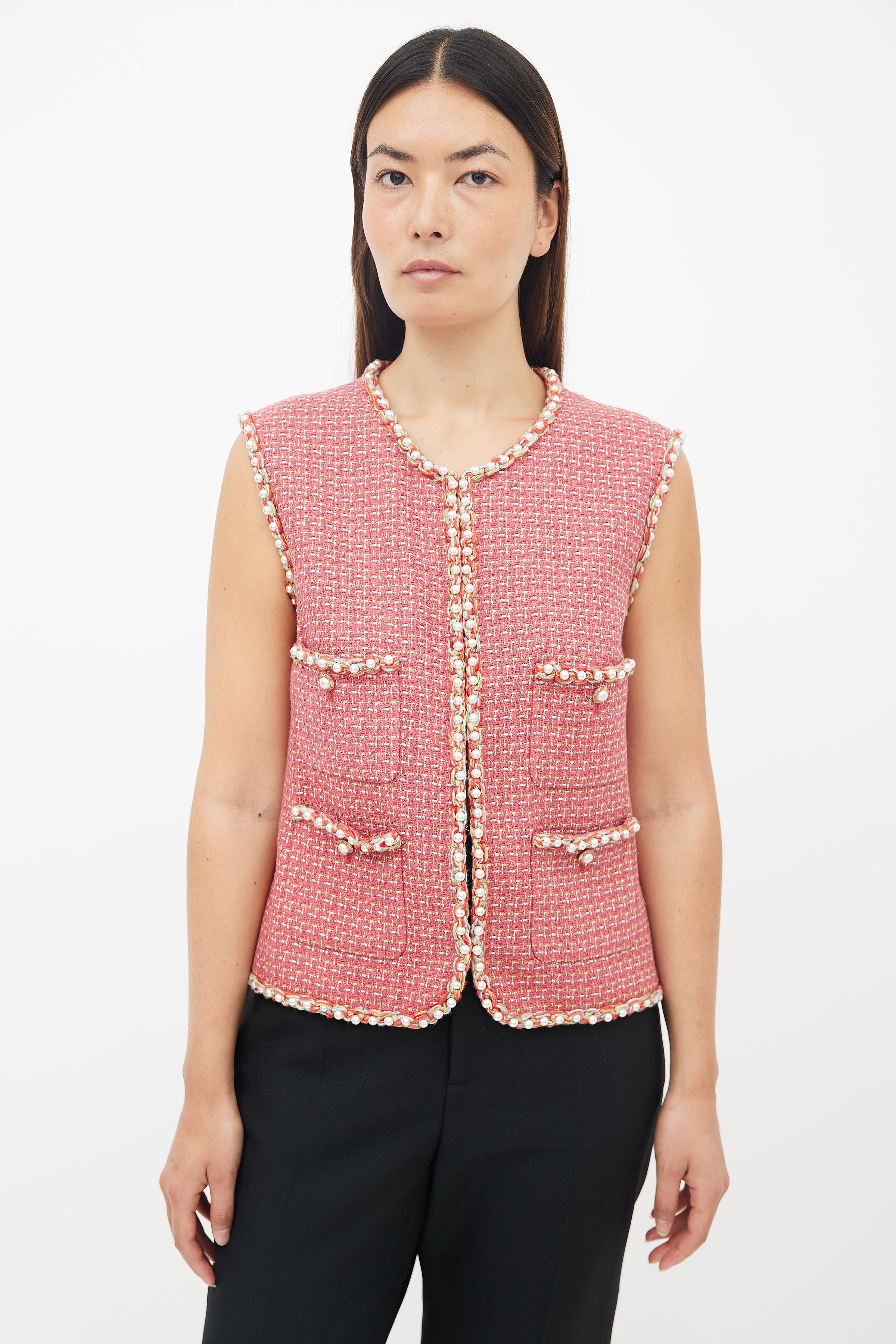 Chanel // SS 2017 Red Multicolour Tweed Vest – VSP Consignment