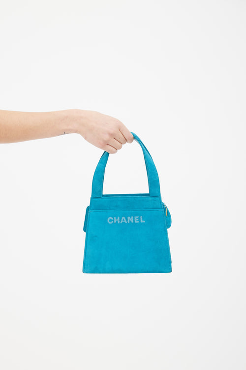 Chanel Teal Suede Top Handle Bag