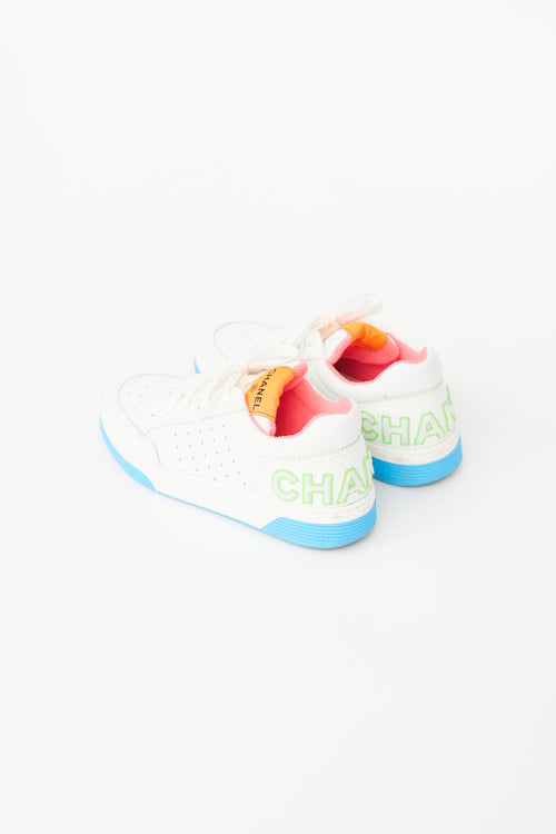 Chanel White & Multicolor Leather Neon Trainer Sneaker