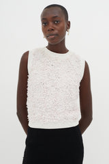 Chanel White & Red Polka Dot Knit Vest