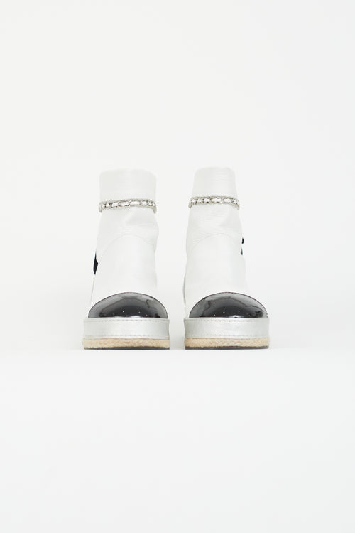 Chanel White Leather Espadrilles Boot