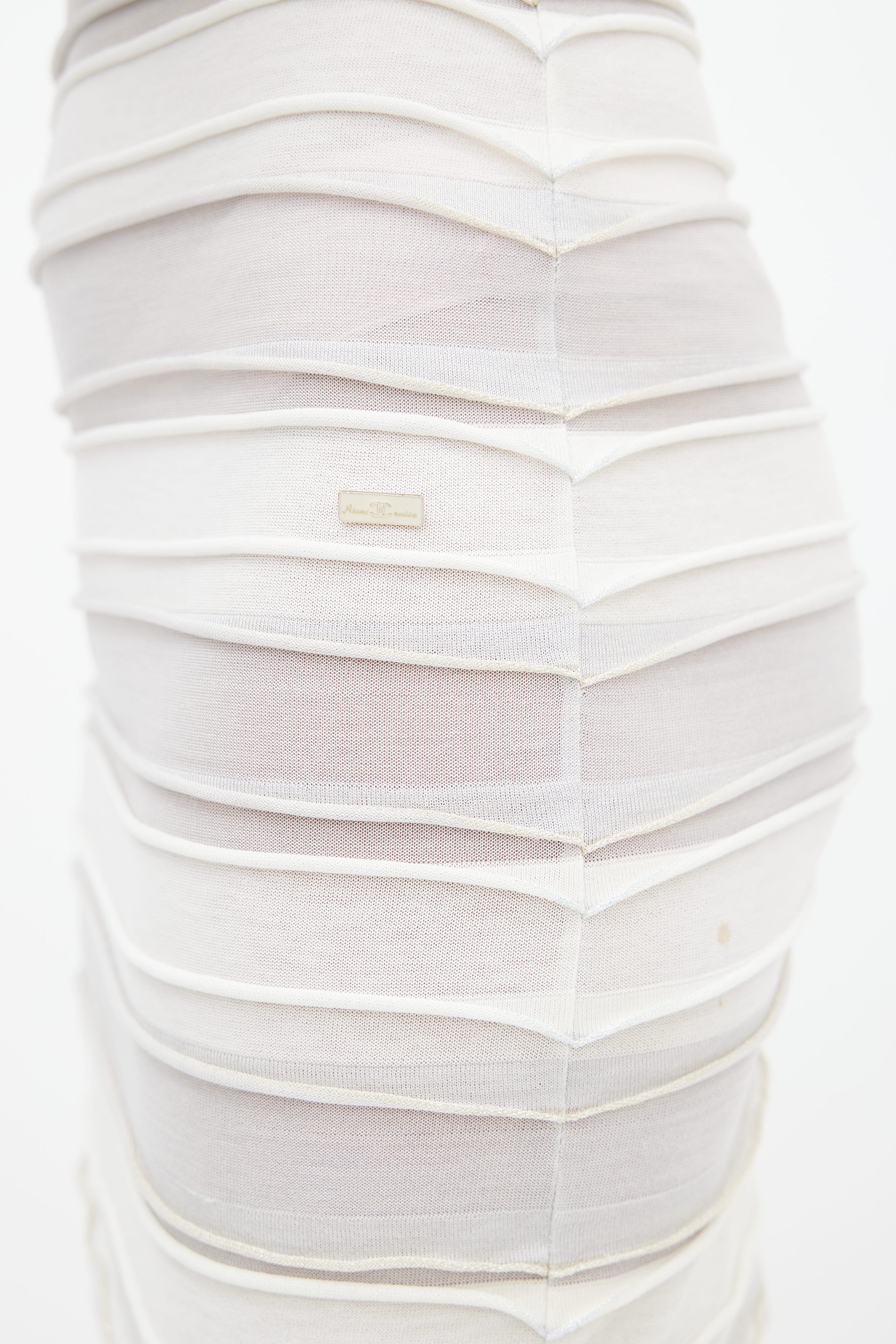 Chanel // White, Grey & Gold-Tone Trim Knit Mini Dress – VSP