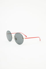 Chanel X Pharrell 2019 Red & Black Gold Plated Circle Sunglasses