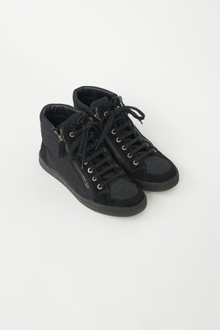 Chanel Black Canvas Hi-Top Sneaker