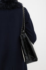 Chanel Black Patent & Cream Hair Tote Bag