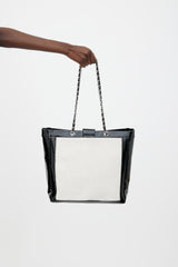 Chanel Black Patent & Cream Hair Tote Bag