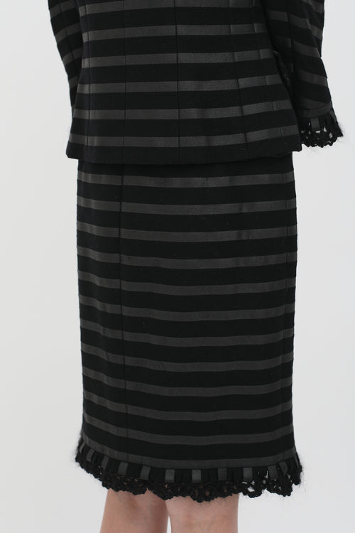 Chanel Fall 2009 Black Stripe Ruffle Set