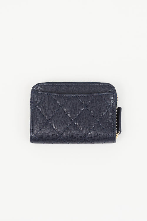 Chanel Navy Leather Quilted Playing Card CC Wallet