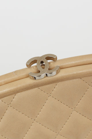 Chanel Beige Quilted Leather Clutch