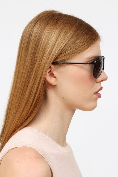 Chanel Black Polarized Aviator Sunglasses