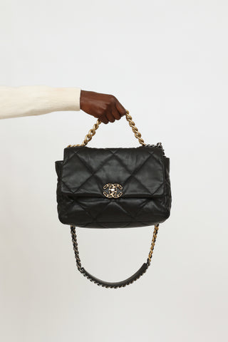 Chanel 2021 Black 19 Goatskin Medium Quilted Flap Bag