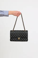 Chanel Classic Jumbo Double Flap, Black Caviar Leather with Gold Hardware,  Preowned in Box WA001