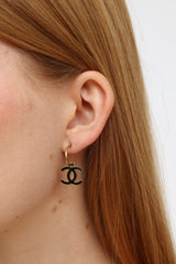 Luxe Vintage Finds Chanel CC Button Earring - Black/Gold