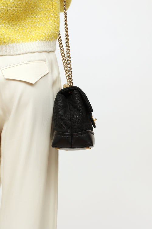Chanel 2013 Black Iridescent Caviar Globe Trotter Flap Bag