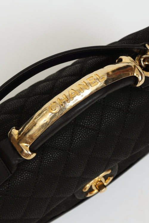 Chanel 2013 Black Iridescent Caviar Globe Trotter Flap Bag