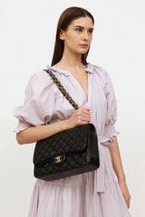 Chanel 2009 Black Quited Classic Flap Jumbo Bag