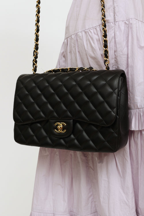 Chanel 2009 Black Quited Classic Flap Jumbo Bag