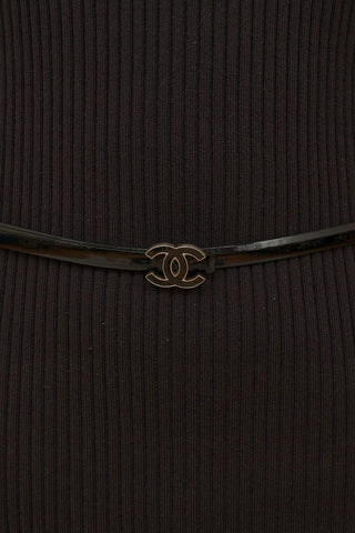 Chanel Black Patent CC Belt