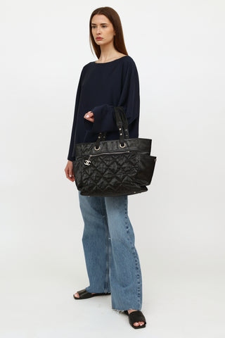 Chanel Black Quilted Nylon Biarritz Tote Bag