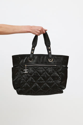 Chanel Black Quilted Nylon Biarritz Tote Bag