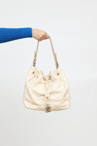 Chanel 2011 Cream On The Road Drawstring Bag