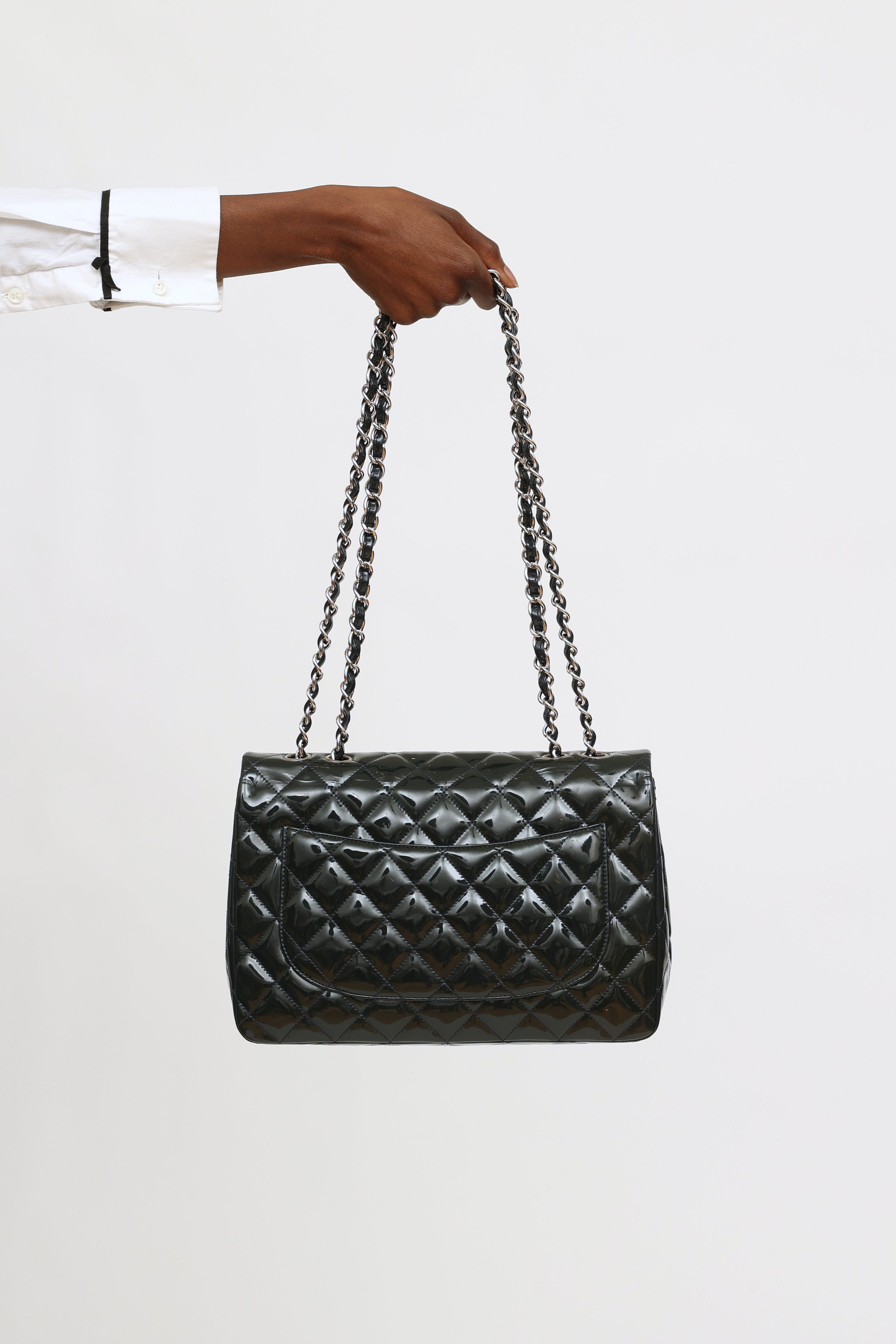 Chanel Metallic Pearly Green Quilted Caviar Jumbo Classic Double