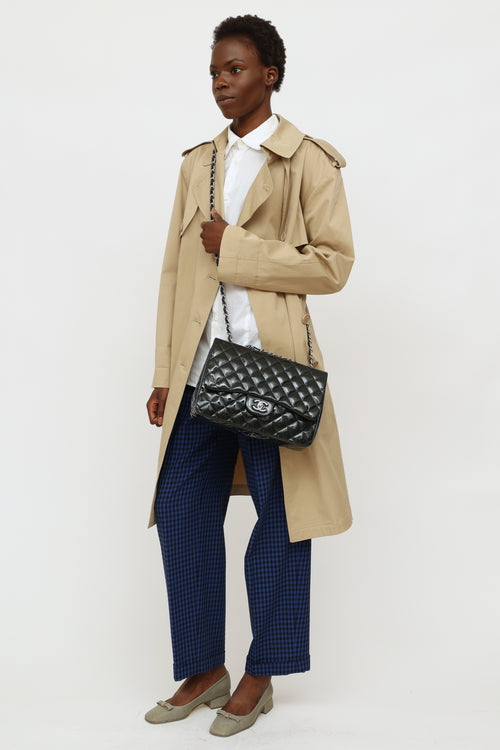 Chanel 2009 - 2010 Deep Marine Patent Jumbo Single Flap Bag