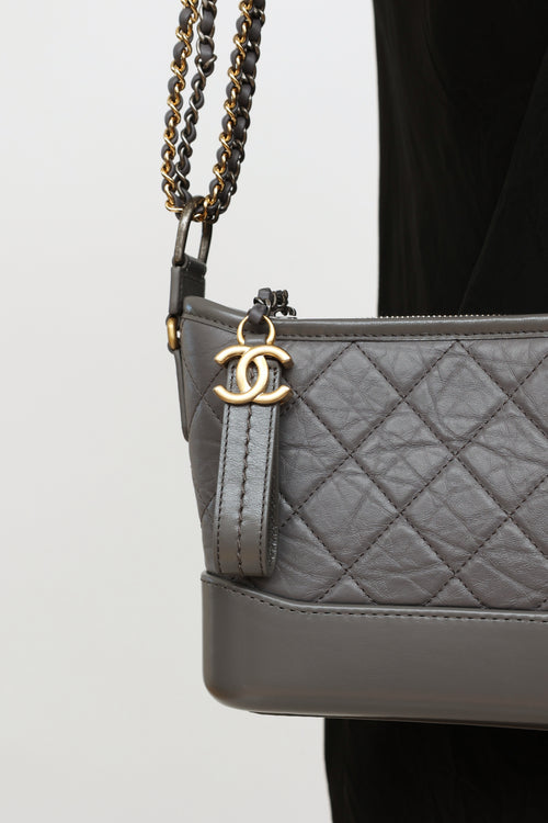 Chanel Grey Aged Leather Small Gabrielle Bag
