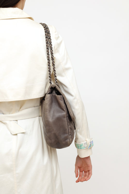 Chanel Grey Paris-Shanghai Fan Flap Bag