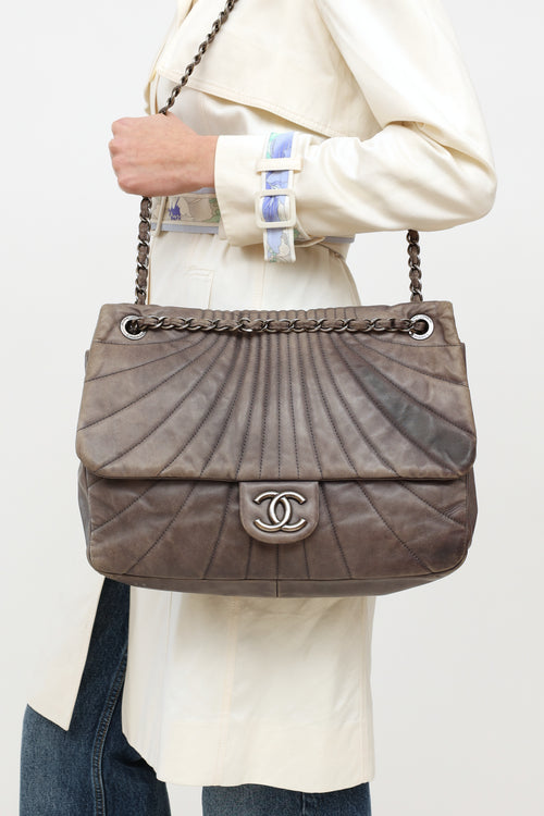 Chanel Grey Paris-Shanghai Fan Flap Bag