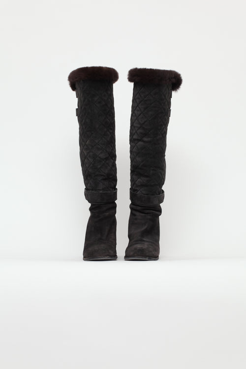 Chanel Grey Suede  Boots