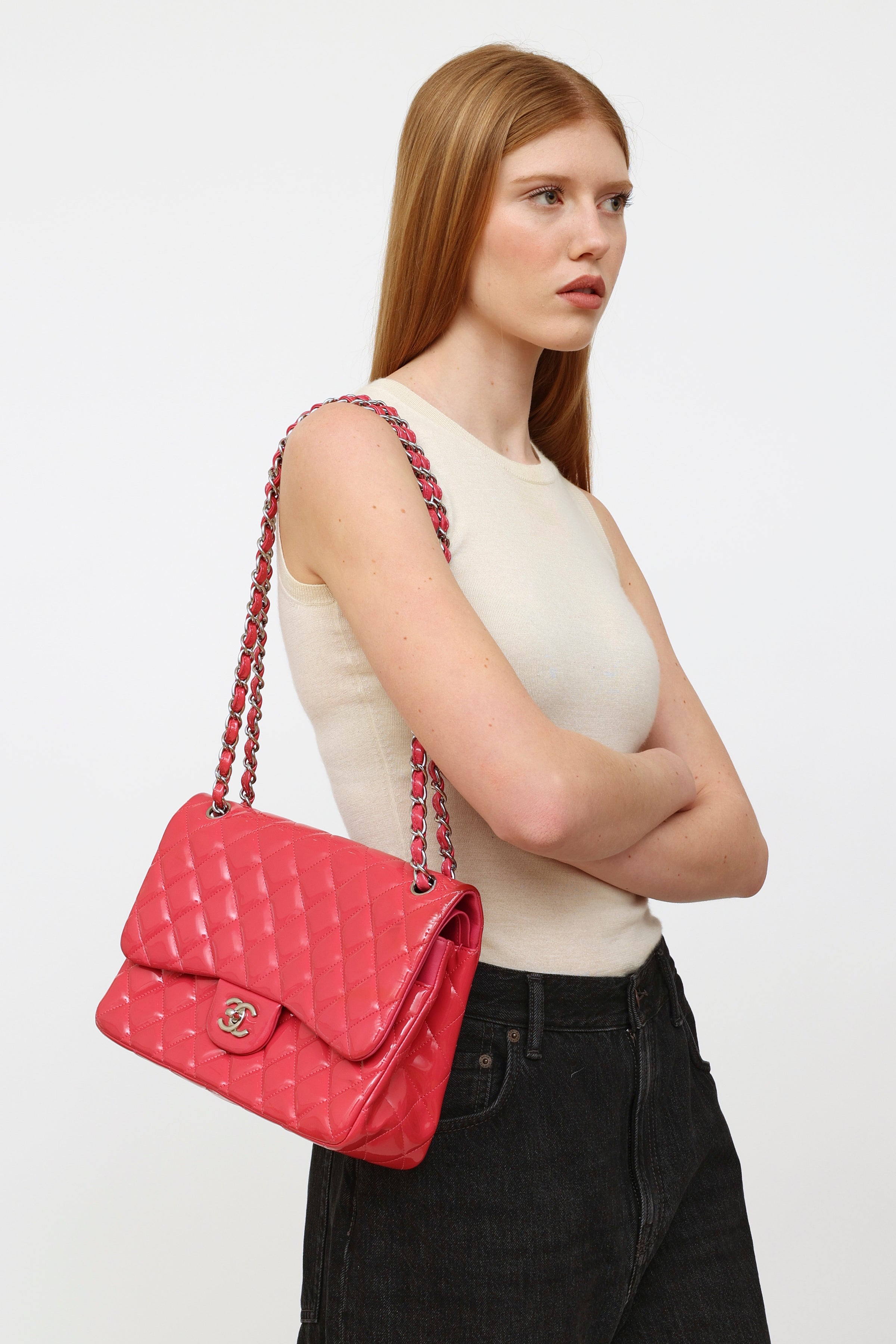Chanel // Fuchsia Patent Quilted Jumbo Double Flap Bag – VSP