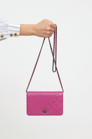 Chanel Purple Quilted Leather CC Wallet On Chain