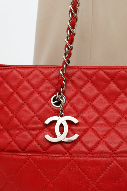 Chanel Red Quilted In The Business Tote Bag