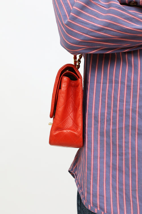 Vintage Red Lambskin Quilted Double Flap Bag