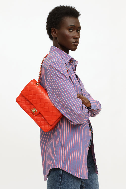Vintage Red Lambskin Quilted Double Flap Bag