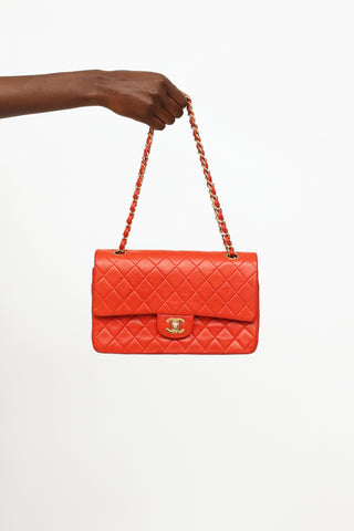 Vintage Red Lambskin Quilted Double Flap Bag