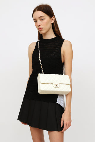 Chanel 2018 White Caviar Medium Double Flap Bag