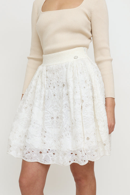Chanel Cream Lace  Skirt