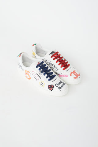 Chanel X Pharrell White Canvas & Multicolor Low Top Sneaker