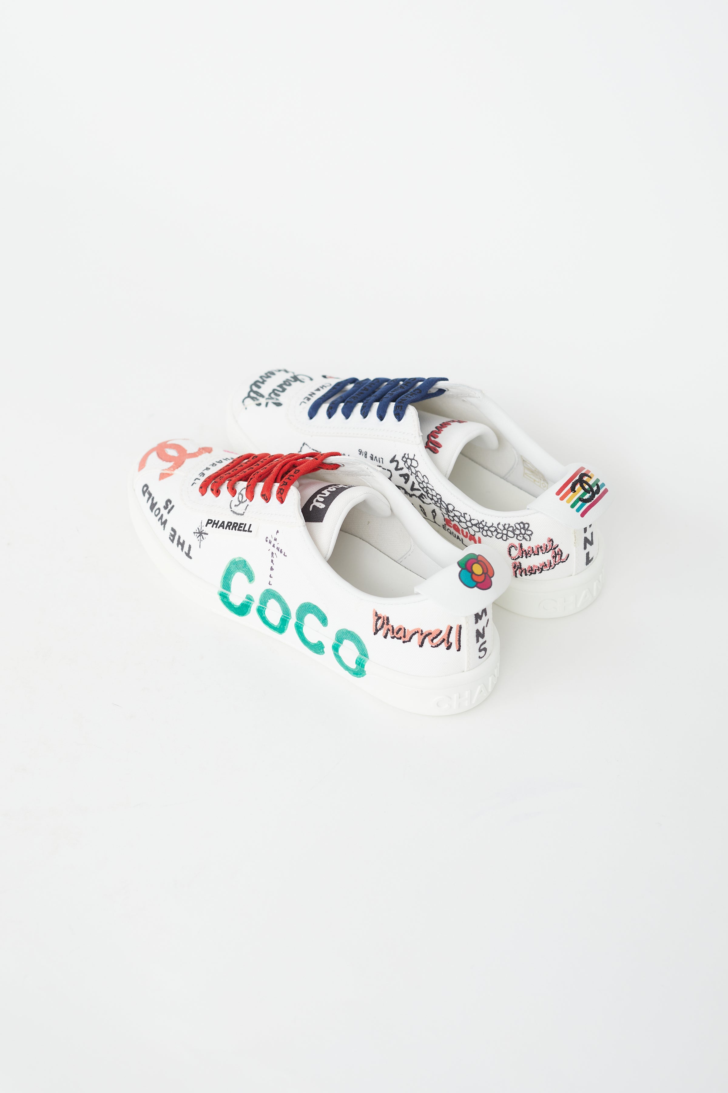 Chanel // X Pharrell White Canvas & Multicolor Low Top Sneaker