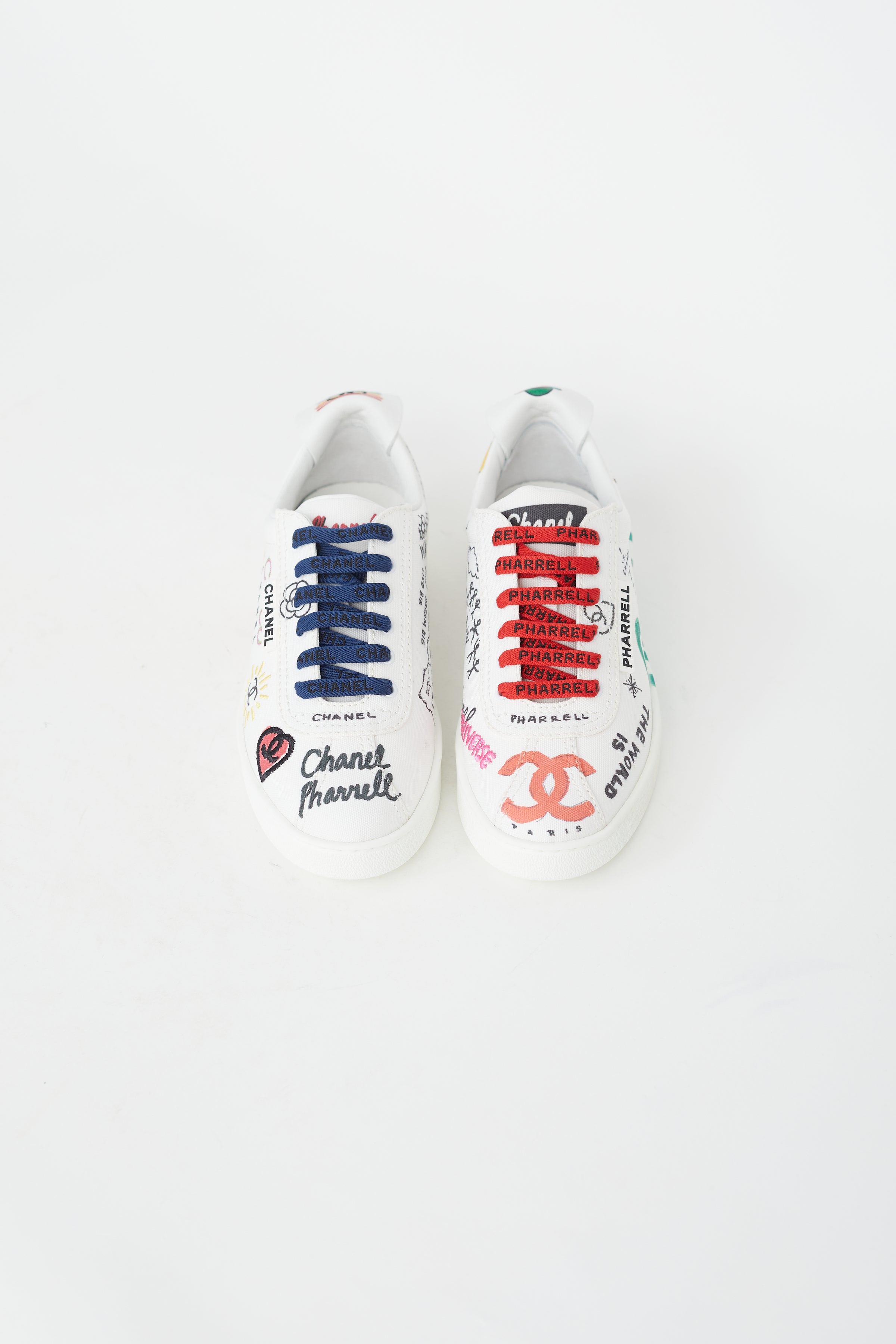 Chanel  X Pharrell White Canvas  Multicolor Low Top Sneaker  VSP  Consignment