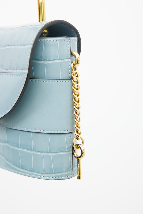 Chloé Blue Embossed Leather Aby Lock Bag