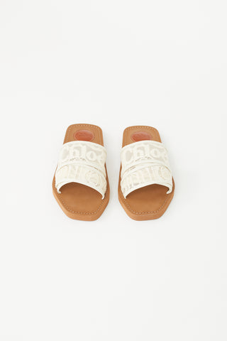 Chloé Brown & White Lace Sandal
