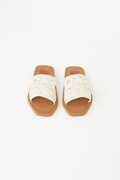Chloé Brown & White Lace Sandal