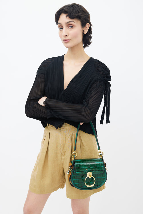 Chloé Green Embossed Leather Tess Shoulder Bag