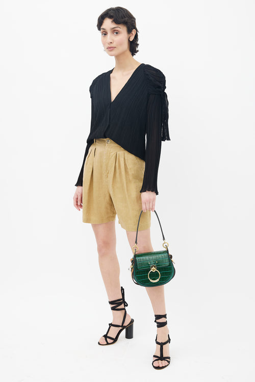 Chloé Green Embossed Leather Tess Shoulder Bag